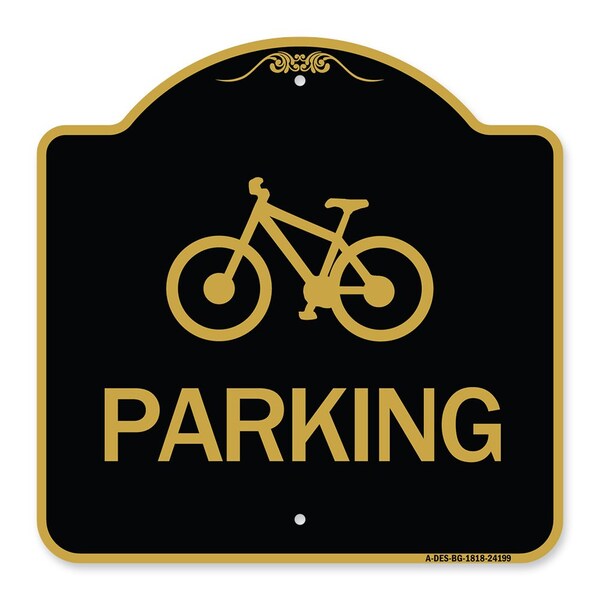 Signmission D4-3 Bicycle Parking Bicycle Parking, Black & Gold Aluminum Sign, 18" x 18", BG-1818-24199 A-DES-BG-1818-24199 - main